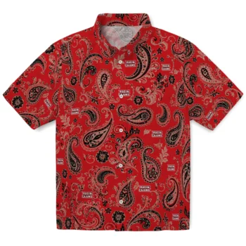 Louisiana Ragin Cajuns Hawaiian Shirt - Paisley Print Red