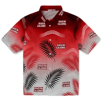 Louisiana Ragin Cajuns Hawaiian Shirt - Ombre Fronds Red