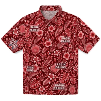 Louisiana Ragin Cajuns Hawaiian Shirt - Crystal Foliage Red