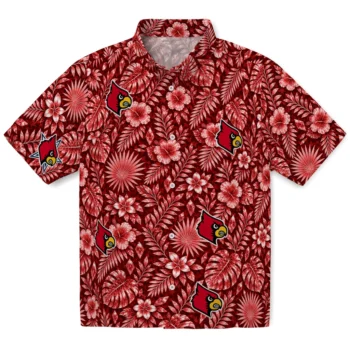 Louisville Cardinals Hawaiian Shirt - Crystal Foliage Red