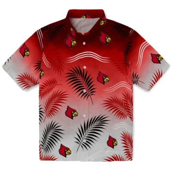 Louisville Cardinals Hawaiian Shirt - Ombre Fronds Red