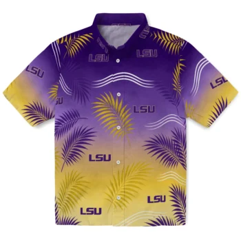 LSU Tigers Hawaiian Shirt - Ombre Fronds Purple