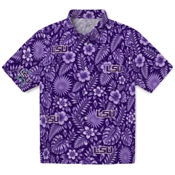 LSU Tigers Hawaiian Shirt - Crystal Foliage Purple