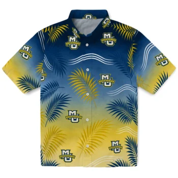 Marquette Golden Eagles Hawaiian Shirt - Ombre Fronds Blue