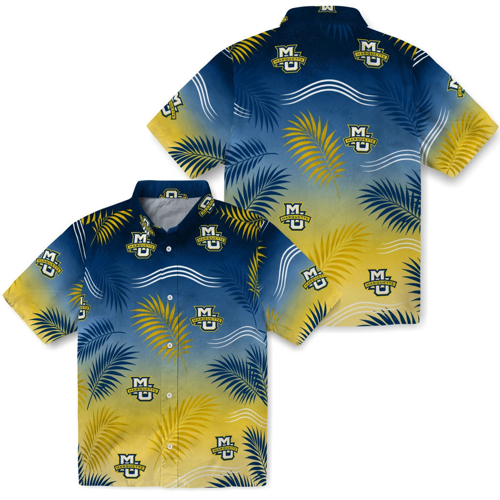 marquette-golden-eagles-hawaiian-shirt-custom-ombre-fronds-blue-high-quality.webp