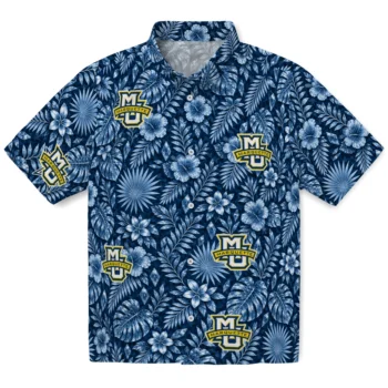 Marquette Golden Eagles Hawaiian Shirt - Crystal Foliage Blue