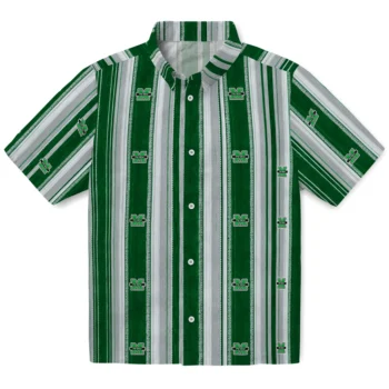 Marshall Thundering Herd Hawaiian Shirt - Distressed Stripes Green Gray
