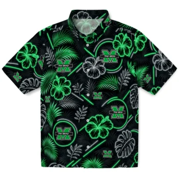 Marshall Thundering Herd Hawaiian Shirt - Neon Florals Black