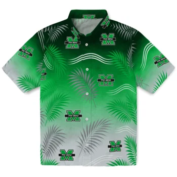 Marshall Thundering Herd Hawaiian Shirt - Ombre Fronds Green