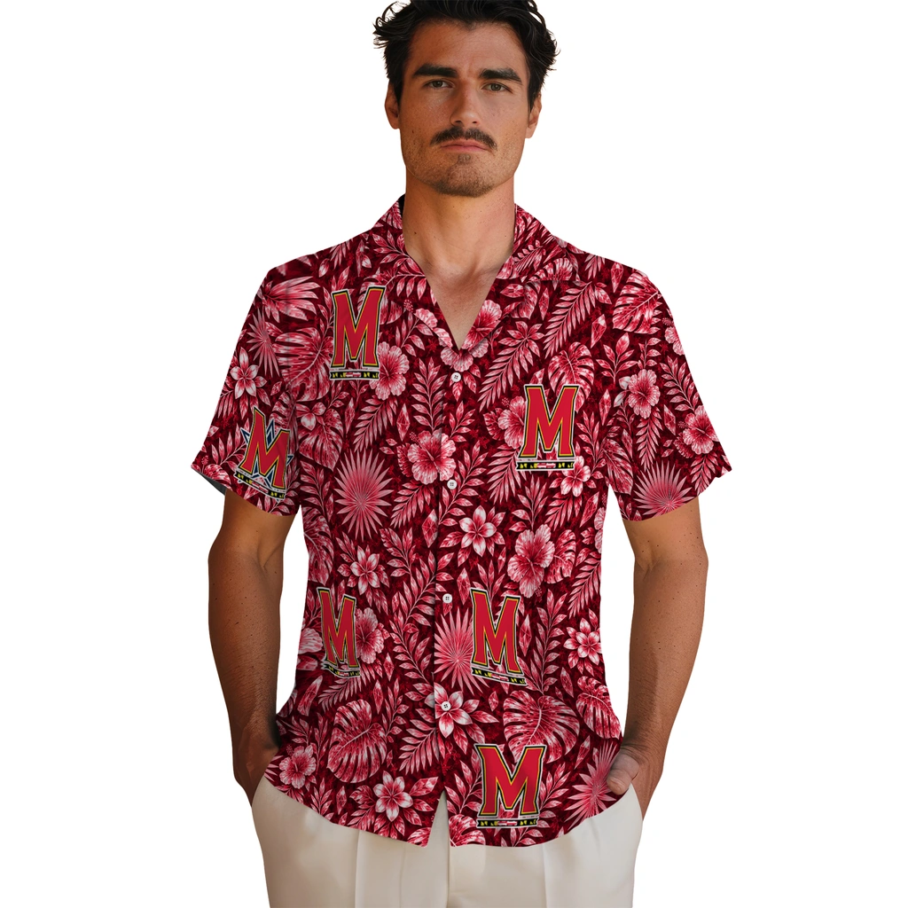 maryland-terrapins-hawaiian-shirt-custom-crystal-foliage-red-fashion-forward.webp