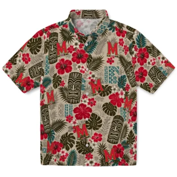 Maryland Terrapins Hawaiian Shirt - Tiki Masks Warm Beige