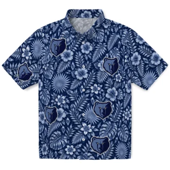 Memphis Grizzlies Hawaiian Shirt - Crystal Foliage Blue