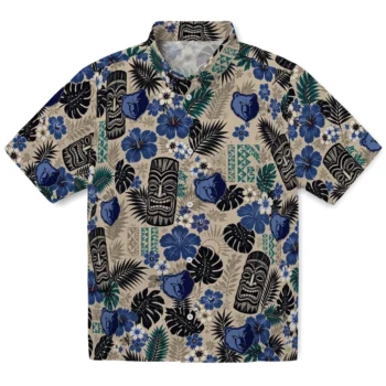 Memphis Grizzlies Hawaiian Shirt - Tiki Masks Warm Beige