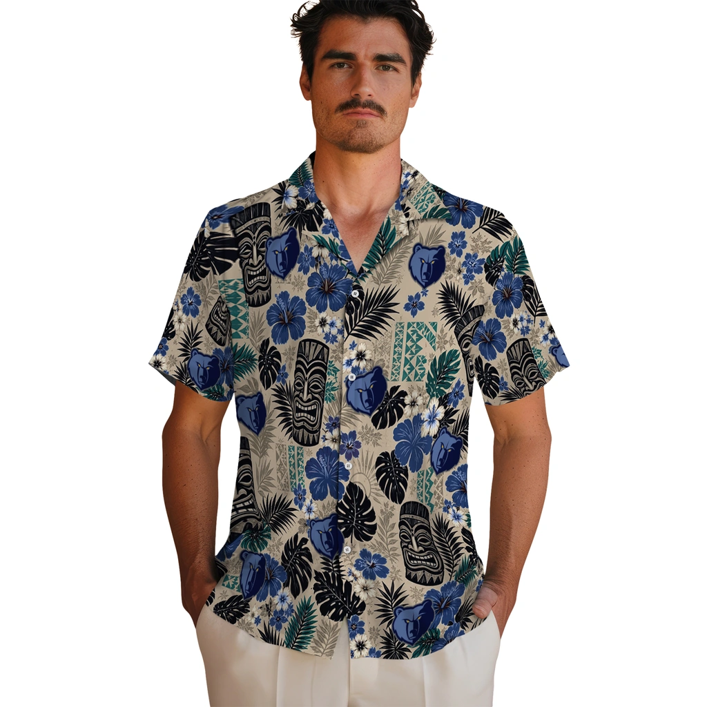 memphis-grizzlies-hawaiian-shirt-custom-tiki-masks-warm-beige-fashion-forward.webp