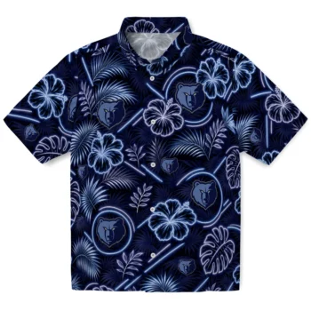 Memphis Grizzlies Hawaiian Shirt - Neon Florals Black