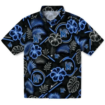 Memphis Tigers Hawaiian Shirt - Neon Florals Black
