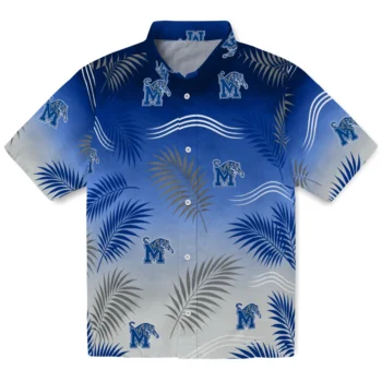 Memphis Tigers Hawaiian Shirt - Ombre Fronds Blue