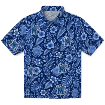 Memphis Tigers Hawaiian Shirt - Crystal Foliage Blue