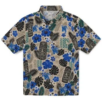 Memphis Tigers Hawaiian Shirt - Tiki Masks Warm Beige