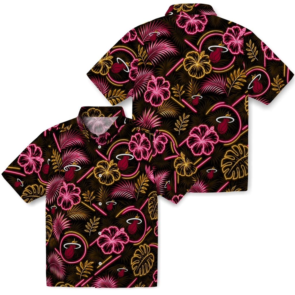 miami-heat-hawaiian-shirt-custom-neon-florals-black-high-quality.webp