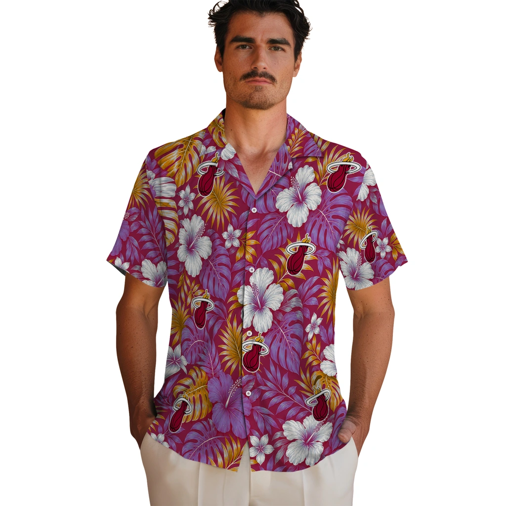 miami-heat-hawaiian-shirt-customized-hibiscus-monstera-red-fashion-forward.webp