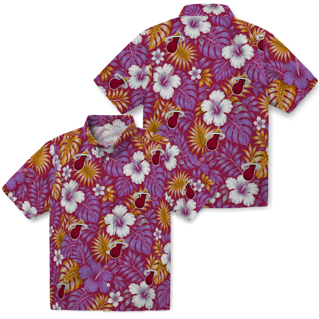 miami-heat-hawaiian-shirt-customized-hibiscus-monstera-red-high-quality.webp