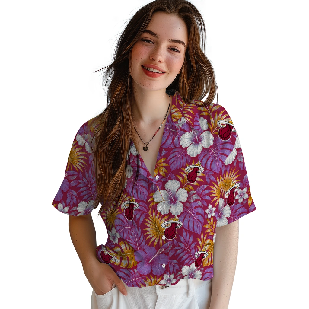 miami-heat-hawaiian-shirt-customized-hibiscus-monstera-red-latest-model.webp