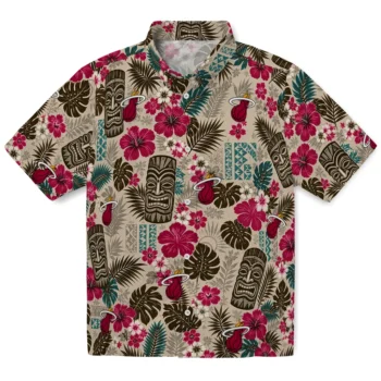 Miami Heat Hawaiian Shirt - Tiki Masks Warm Beige
