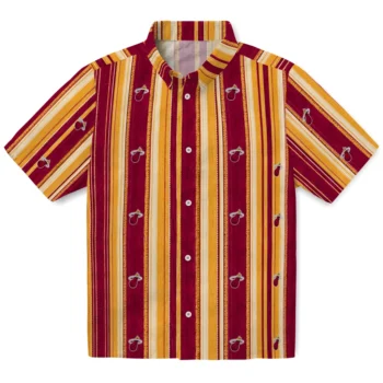 Miami Heat Hawaiian Shirt - Distressed Stripes Red Yellow