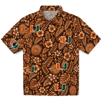 Miami Hurricanes Hawaiian Shirt - Crystal Foliage Orange