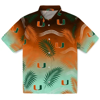 Miami Hurricanes Hawaiian Shirt - Ombre Fronds Orange