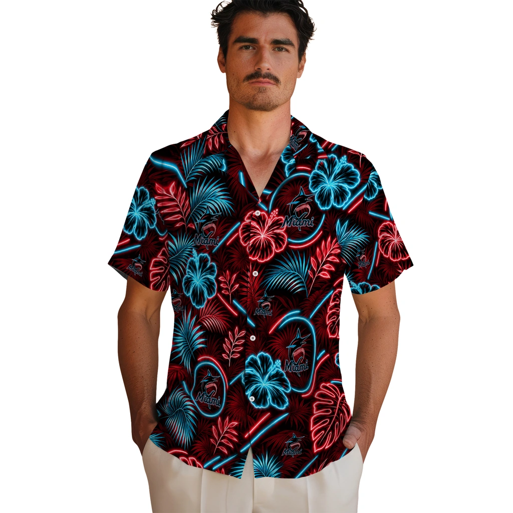miami-marlins-hawaiian-shirt-custom-neon-florals-black-fashion-forward.webp