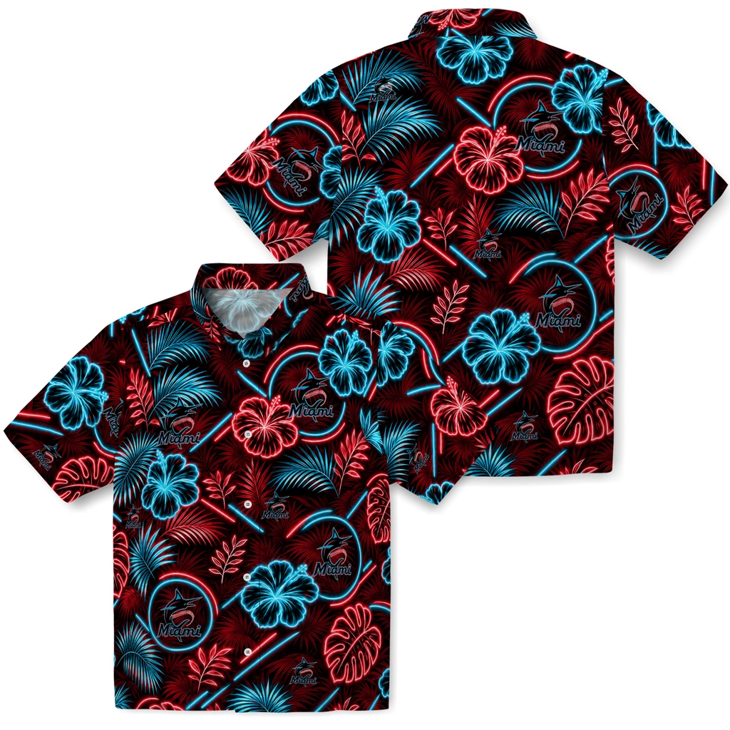 miami-marlins-hawaiian-shirt-custom-neon-florals-black-high-quality.webp