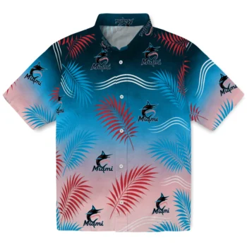 Miami Marlins Hawaiian Shirt - Ombre Fronds Blue