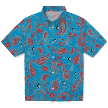 Miami Marlins Hawaiian Shirt - Paisley Print Blue