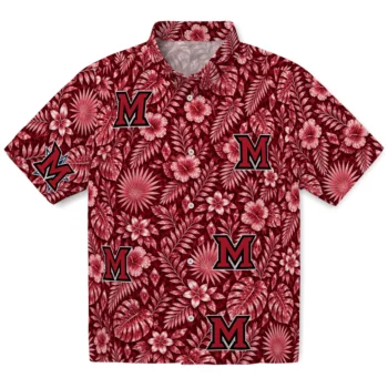 Miami RedHawks Hawaiian Shirt - Crystal Foliage Red