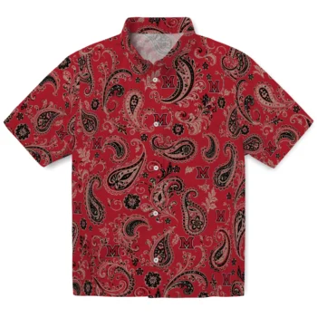 Miami RedHawks Hawaiian Shirt - Paisley Print Red
