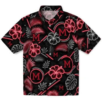 Miami RedHawks Hawaiian Shirt - Neon Florals Black