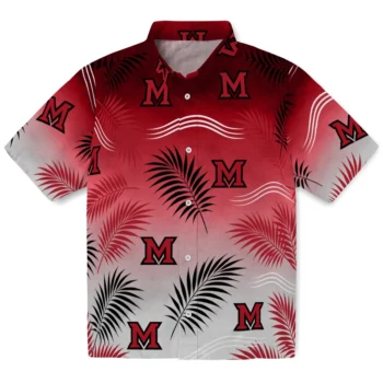 Miami RedHawks Hawaiian Shirt - Ombre Fronds Red