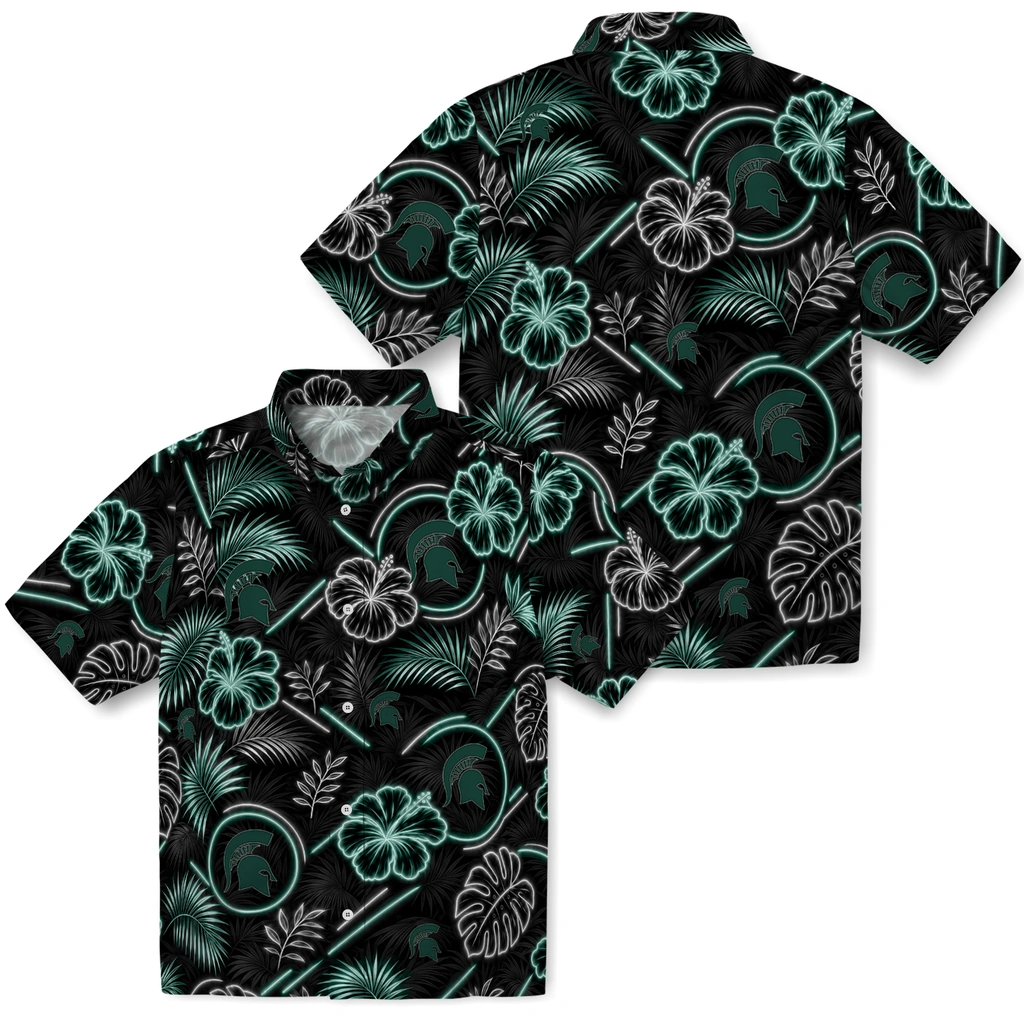 michigan-state-spartans-hawaiian-shirt-custom-neon-florals-black-high-quality.webp
