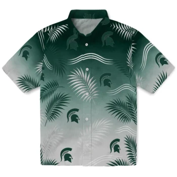 Michigan State Spartans Hawaiian Shirt - Ombre Fronds Green