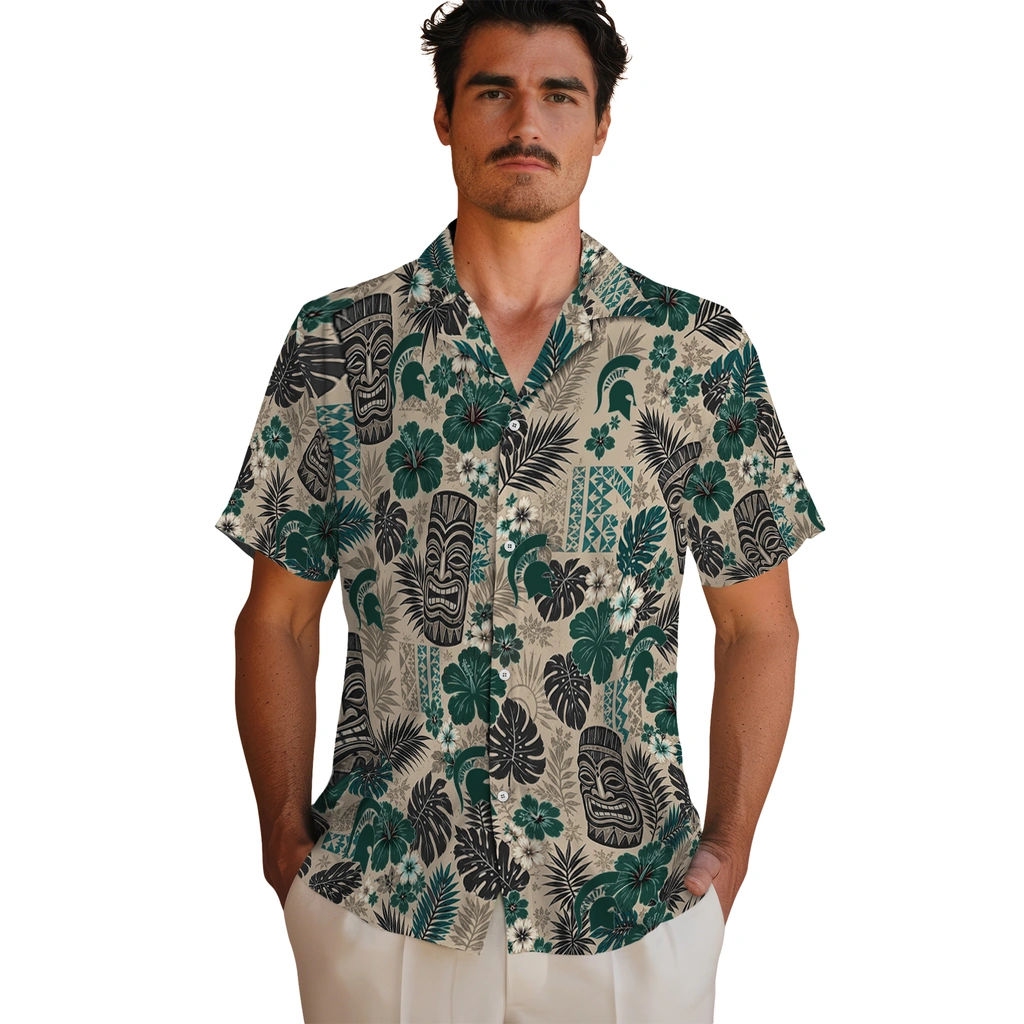 michigan-state-spartans-hawaiian-shirt-customized-tiki-masks-warm-beige-fashion-forward.webp