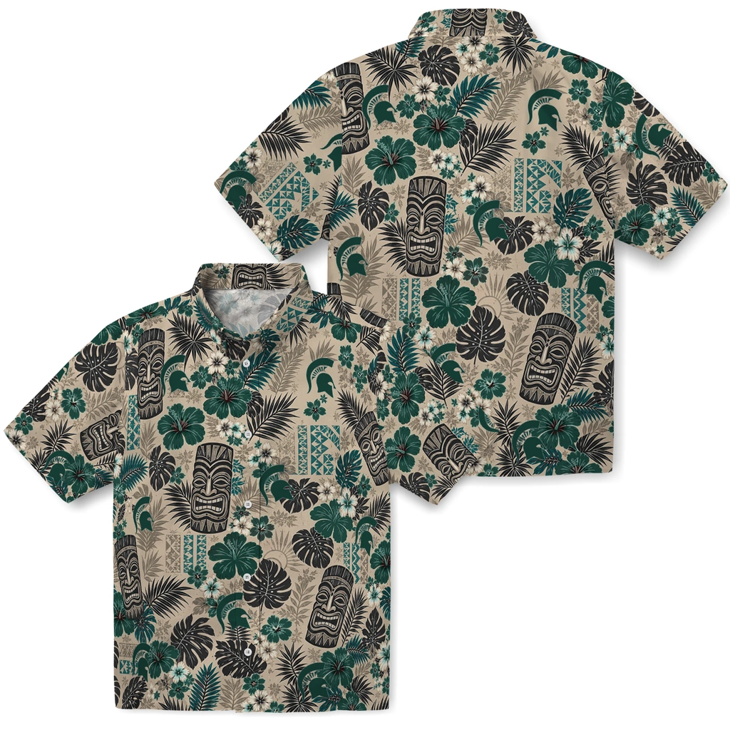 michigan-state-spartans-hawaiian-shirt-customized-tiki-masks-warm-beige-high-quality.webp