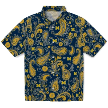 Michigan Wolverines Hawaiian Shirt - Paisley Print Blue