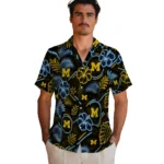 michigan-wolverines-hawaiian-shirt-customized-neon-florals-black-best-selling.webp