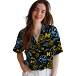 michigan-wolverines-hawaiian-shirt-customized-neon-florals-black-best-selling.webp