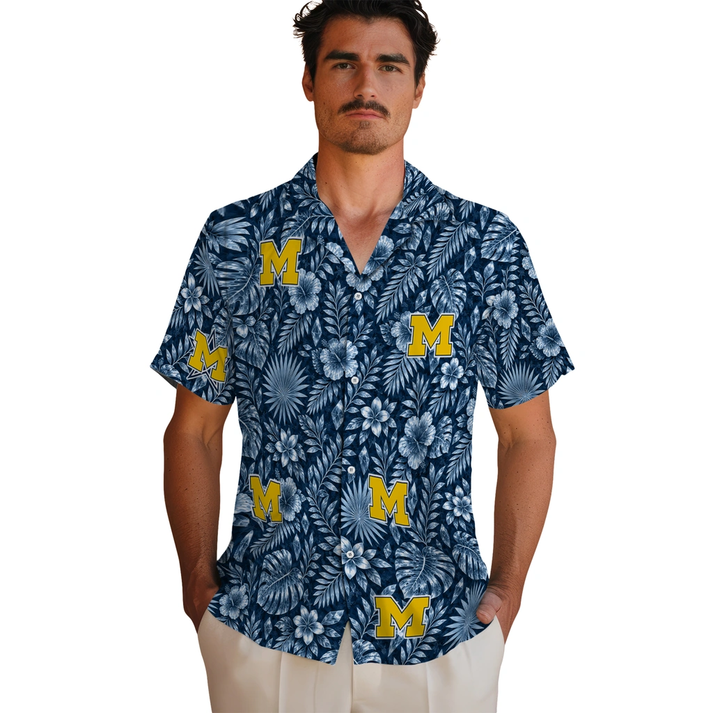 michigan-wolverines-hawaiian-shirt-personalized-crystal-foliage-blue-fashion-forward.webp