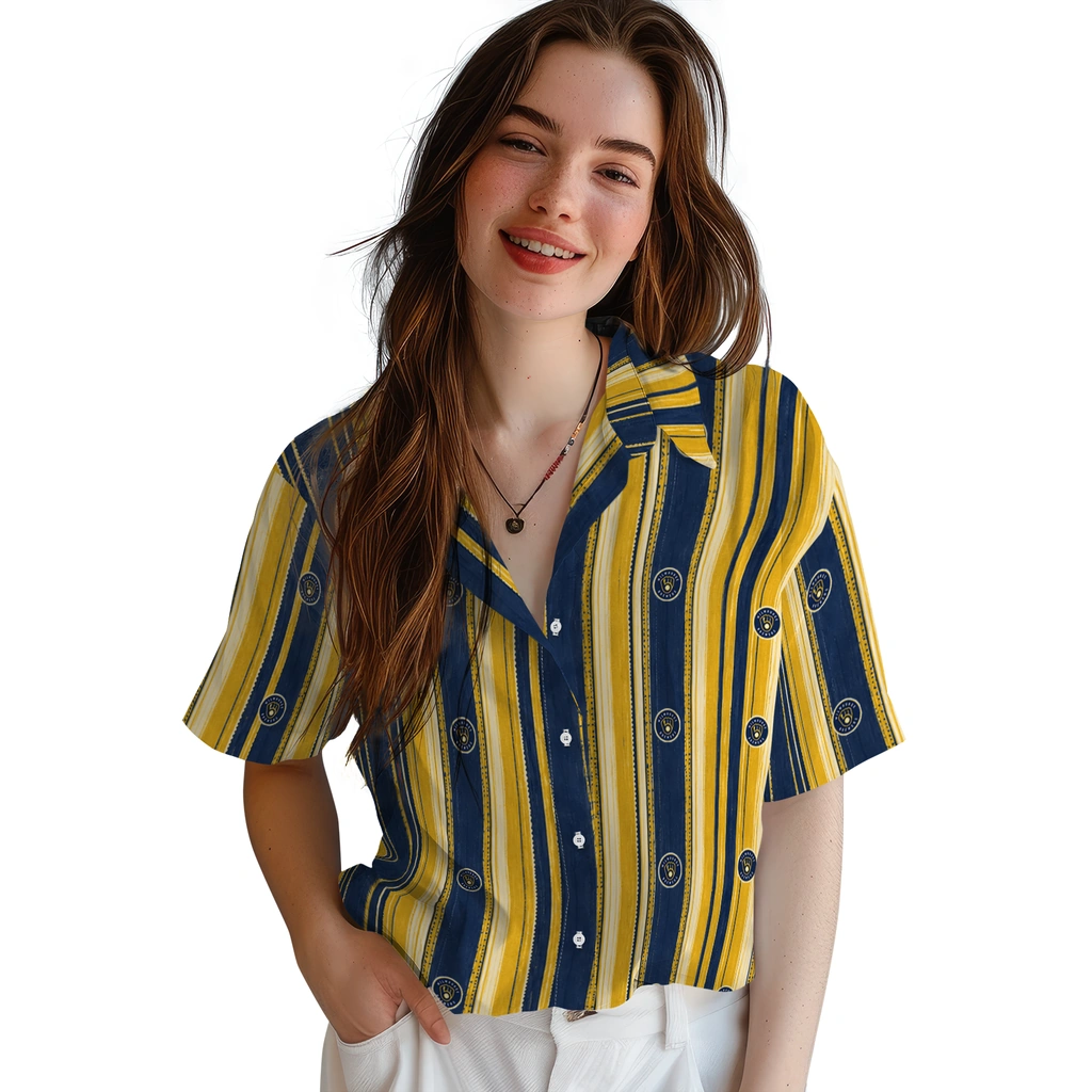 milwaukee-brewers-hawaiian-shirt-custom-distressed-stripes-navy-blue-yellow-latest-model.webp