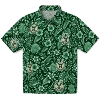 Milwaukee Bucks Hawaiian Shirt - Crystal Foliage Green