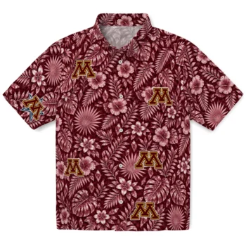 Minnesota Golden Gophers Hawaiian Shirt - Crystal Foliage Maroon
